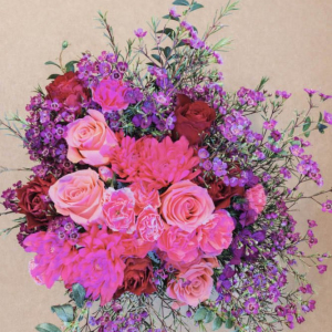 flower spray of rich pink roses