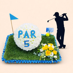 golfer five par golf ball on green grass