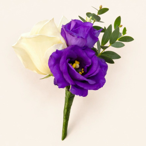 small posy with violet and cream roses